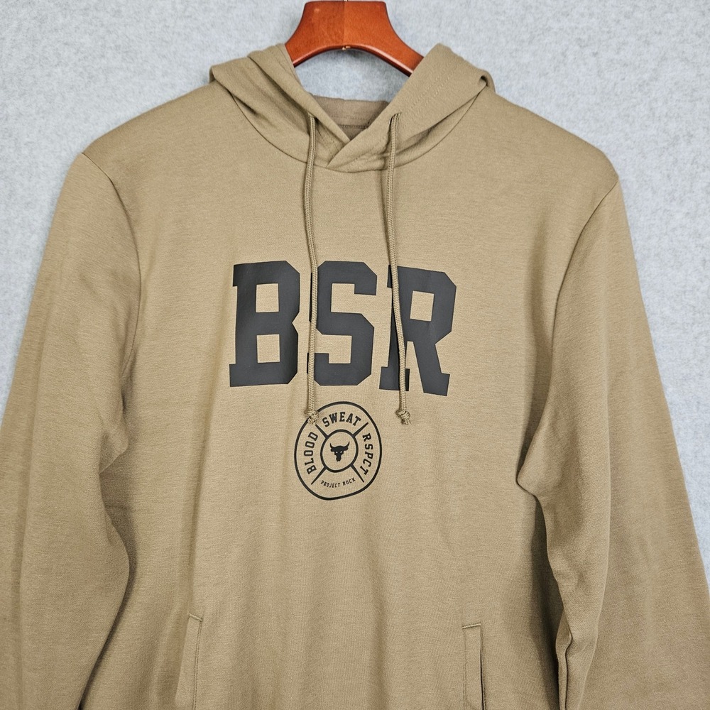 Under Armour Project Rock BSR Rival Fleece Hoodie Mens Medium Olive 1389856-251